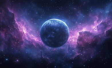 Wall Mural - vibrant view of earth surrounded by cosmic clouds in a stunning galaxy setting