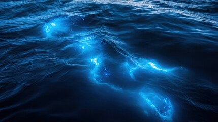 Poster - Mesmerizing bioluminescent waves create an ethereal ocean vista at twilight