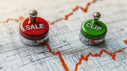 Poster - A 3D-rendered scene of a high-tech  exchange, showcasing dynamic charts, numbers, and BUY/SELL choices