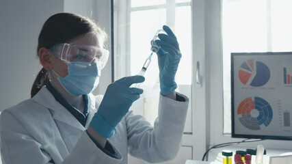 Aufkleber - In a wellequipped lab, a skilled scientist prepares a lifesaving vaccine with a syringe, emphasizing essential research efforts to enhance public health and ensure safety for everyone