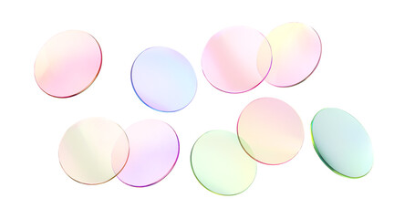 Wall Mural - glass round color lens transparent. 3d gradient holographic disk icon. light circle badge element. a