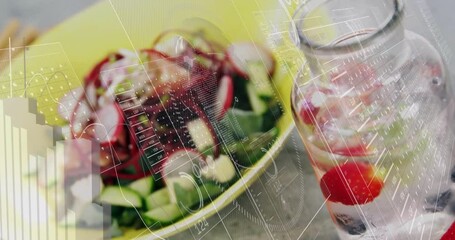 Poster - Fresh salad and infused water with data processing animation overlay
