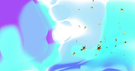 Poster - Floating golden stars creating dreamy animation on colorful abstract background