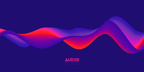 Poster - gradient sound wave abstract background. colorful flow of music wave. vector vibrant fluid splash.