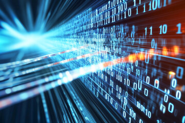 Poster - Data stream flowing through fiber optic cable network Generative AI
