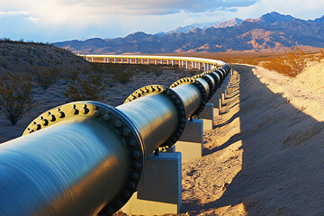 Aufkleber - Large pipeline infrastructure across desert landscape Generative AI