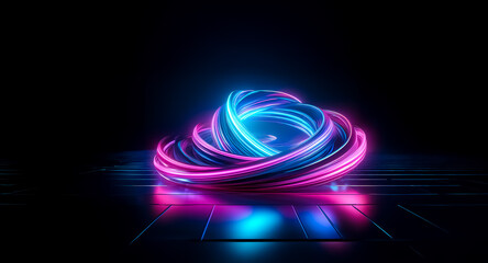 Aufkleber - vibrant neon lights intertwine, forming a mesmerizing spiral against a stark black backdrop. pink an
