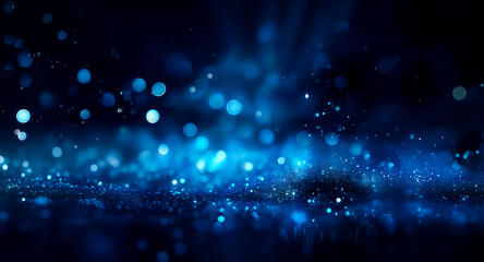 Wall Mural - abstract dark blue backdrop with bright blue bokeh lights. magical and dreamy atmosphere created by 