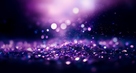 Canvas Print - sparkling purple glitter creates a dreamy, abstract background with a beautiful bokeh effect on a da