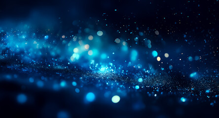 Canvas Print - a dark blue cosmic scene with sparkling bokeh lights evokes a dreamy and celestial atmosphere, sugge