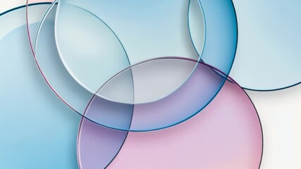 Poster - Colorful overlapping circles create an abstract design with shades of pink and blue in a bright setting