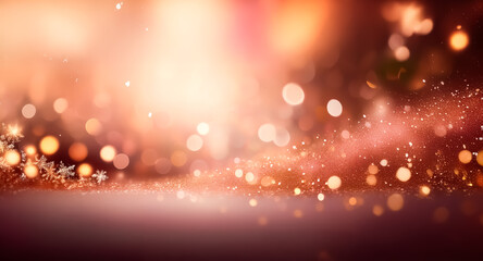 Wall Mural - soft, warm bokeh lights and sparkles create a festive, abstract background. blurry shapes evoke a dr