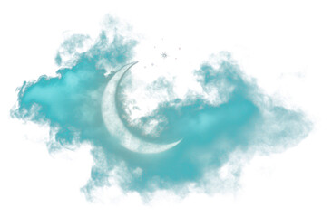 Wall Mural - png crescent moon ethereal clouds night.