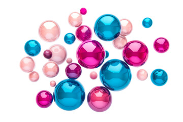 Wall Mural - shiny vibrant balls, abstract background, pink, blue, peach, cut out transparent