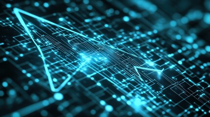 Poster - Futuristic Circuit Board Design with Glowing Blue Lines and Nodes for Technology Themes