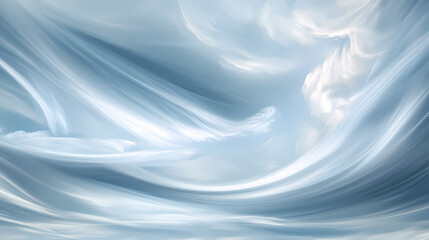Wall Mural - Ethereal winter sky with swirling clouds of pale blue and grey, whispering clouds, serene and peaceful, atmospheric depth. Whispering Clouds. Illustration