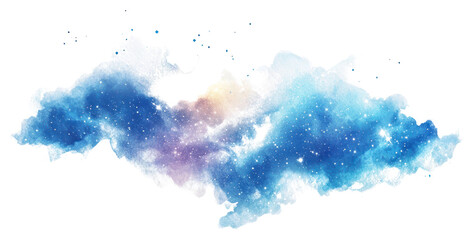 PNG Radiant Milky Way watercolor nebula art.
