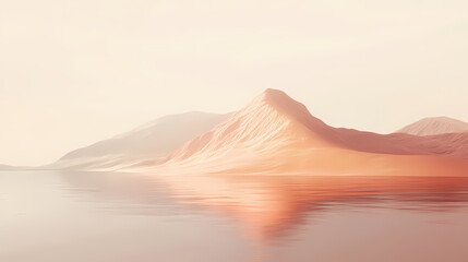 Wall Mural - floating desert mirage glowing in gradient light, shifting from burnt orange to pale silver, surreal