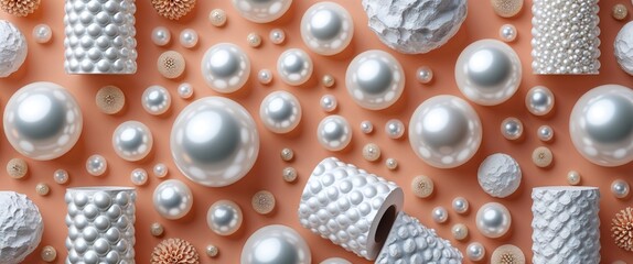Pearl gypsum cylinders vector pattern abstract design illustration background