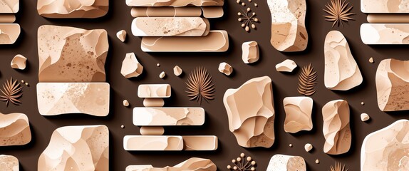 Sepia sandstone rectangles vector pattern abstract design illustration background