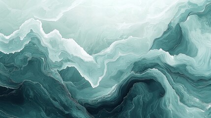 Poster - Abstract Fluid Art with Turquoise and Green Tones in Motion