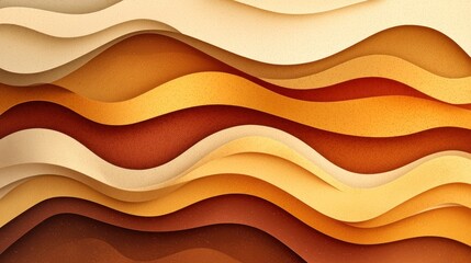 Poster - Warm Tones of Abstract Wavy Design in Earthy Colors and Textures