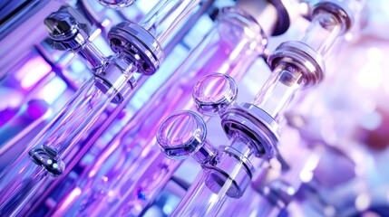 Poster - A chemical reactor with swirling liquid and controlled temperature displays.
