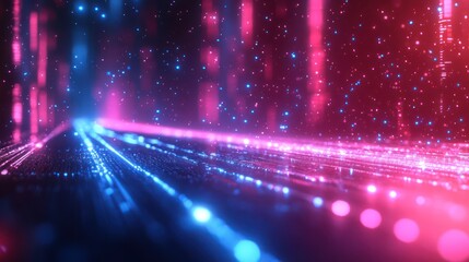 Wall Mural - abstract tech-inspired patterns with glowing blue and magenta lines