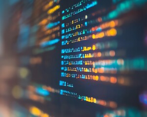 Creative coding html language on blurry backdrop Web developer and programming concept