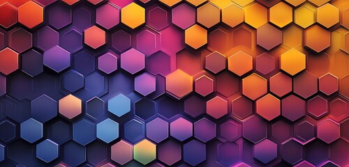 Wall Mural - artistic hexagonal patterns with colorful gradients and clean lines.