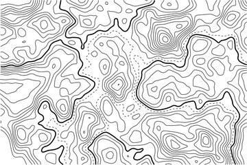 ocean topographic line map with curvy wave isolines vector illustration. sea depth topographic lands