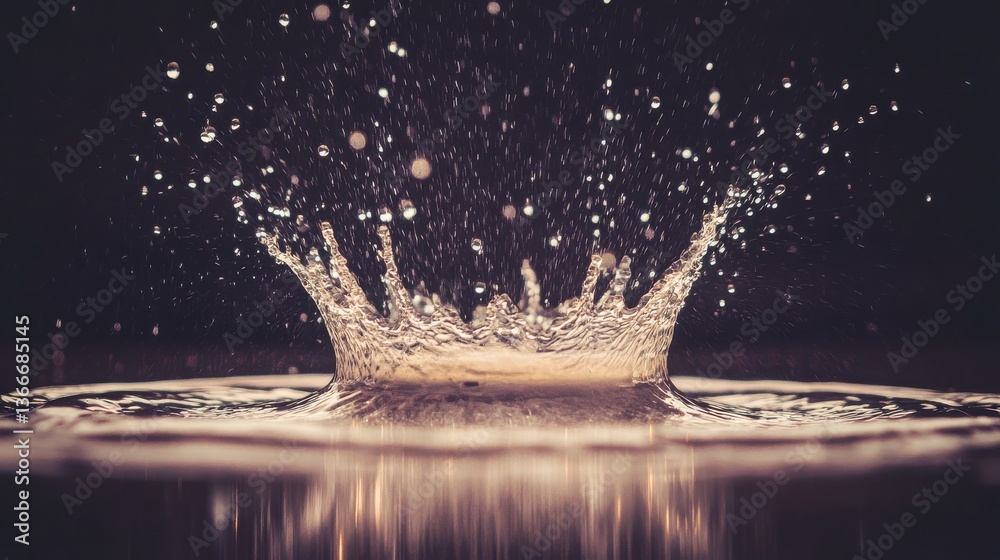 Water Exploding Upwards Effect Water explosion effect caused by a falling droplet, super-dynamic and ...