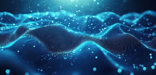 Wall Mural - blue technology wave background with digital effects, ideal for corporate concepts or tech-focused d