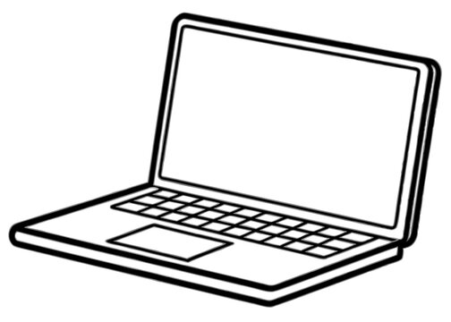 Modern Laptop Vector Illustration - Clipart, Line Art & Cartoon Graphics, High-quality modern laptop vector illustration, perfect for clipart, line art, and digital designs.