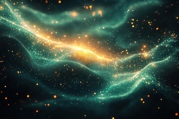 Wall Mural - celestial abstract with glowing particles and soft cosmic gradients