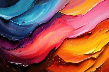 Wall Mural - dynamic brush strokes forming vibrant textured abstract patterns