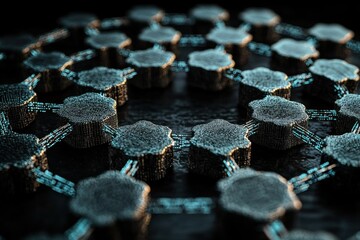Aufkleber - A close up of a complex network of black and blue cubes