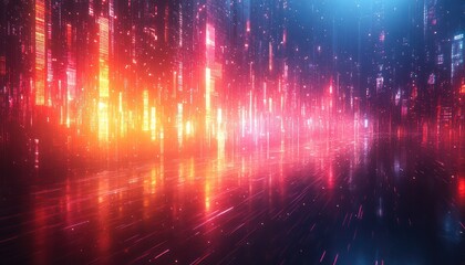 Wall Mural - dynamic glitch-inspired streaks in vibrant neon gradients