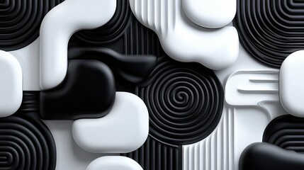 Leinwandbilder - A black and white abstract art piece with a white background