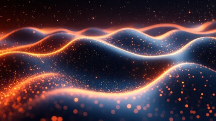 Wall Mural - dynamic glowing particles forming swirling abstract cosmic waves