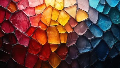 Wall Mural - dynamic shattered glass effect in vivid hues forming a modern abstract pattern