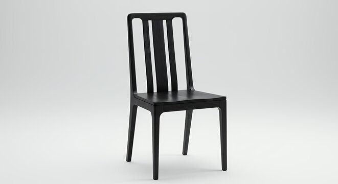Black Wooden Chair Design on White Background for Furniture Catalog