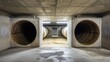 © Sawat - A modern citys underground drainage system with large reinforced pipes.