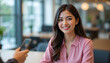 © muhammadHafeez - Portrait of smiling business woman in pink shirt at office meeting professional headshot photo shoot
