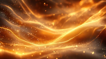 Wall Mural - golden light streaks forming elegant flowing patterns over a dark background