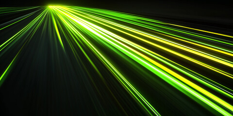 Wall Mural - green gradient speed light motion blur effect on black background,blank green speed glowing lines fo