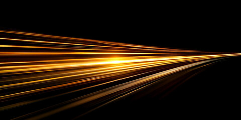 Wall Mural - yellow gradient speed light motion blur effect on black background,blank gold speed glowing lines fo