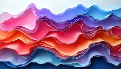 Wall Mural - layered paper-cut style abstract with pastel shades and shadow depth