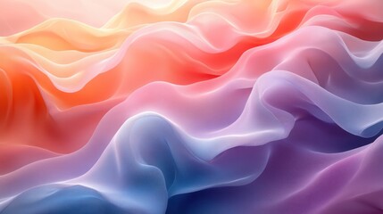 Wall Mural - layered pastel gradients with smooth curves for a soft artistic feel