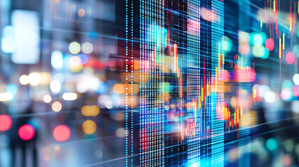 Poster - Analyzing financial trends with data visualization urban environment digital art night view modern concept